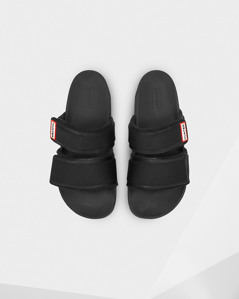 Womens Slides - Hunter Original Double Strap (41JAXTPDB) - Black